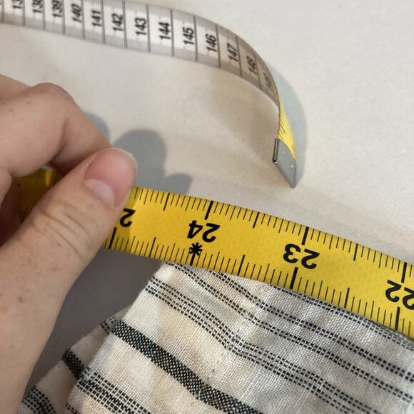 Coldwater Creek Women's Ivory Striped Linen Cropped Pants Size PXL Coastal Boho - Picture 4 of 11